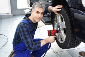 Car repair shop, tire service.